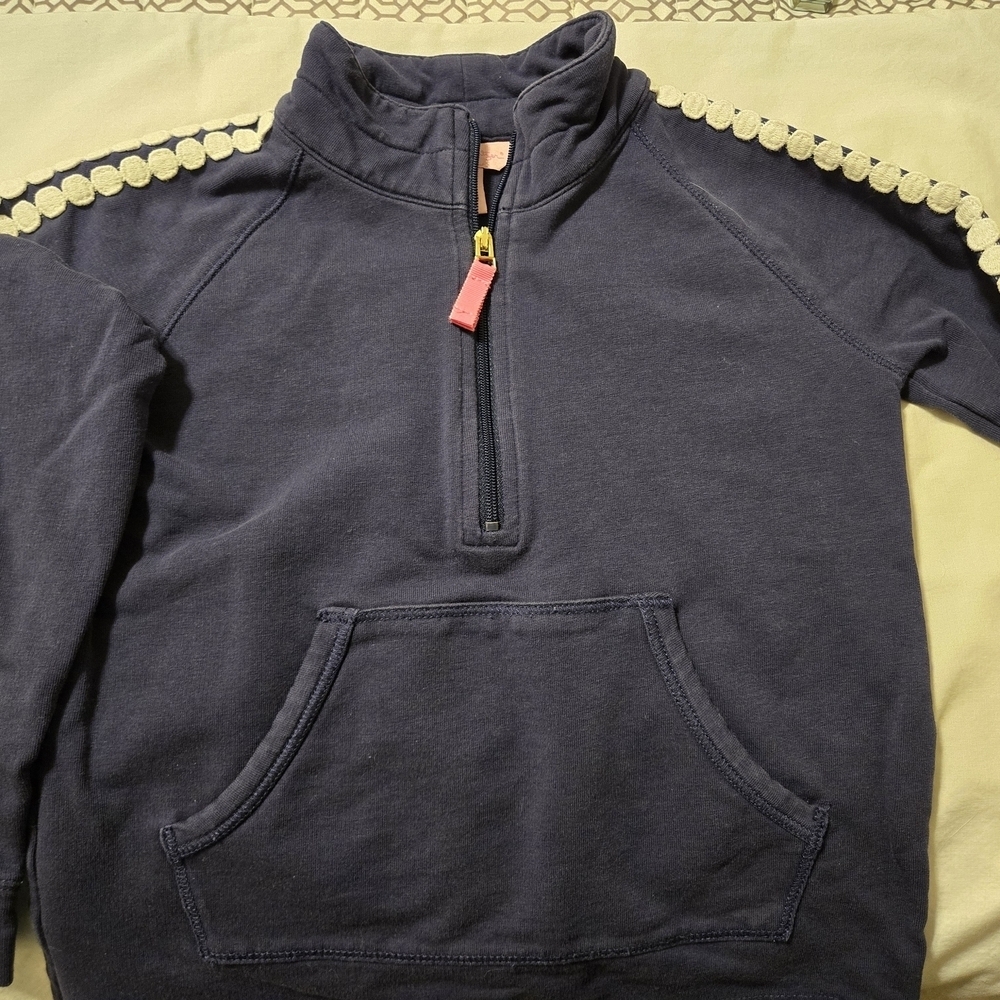 Lilly Pulitzer Girl's Navy Blue Skipper Popover 1/4 Zip Pullover Size 4-5